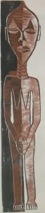Afrikanisches Idol - braun - Holzschnitt