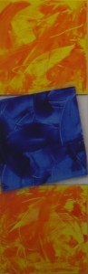 Fallendes blaues Quadrat - Acryl auf Leinwand