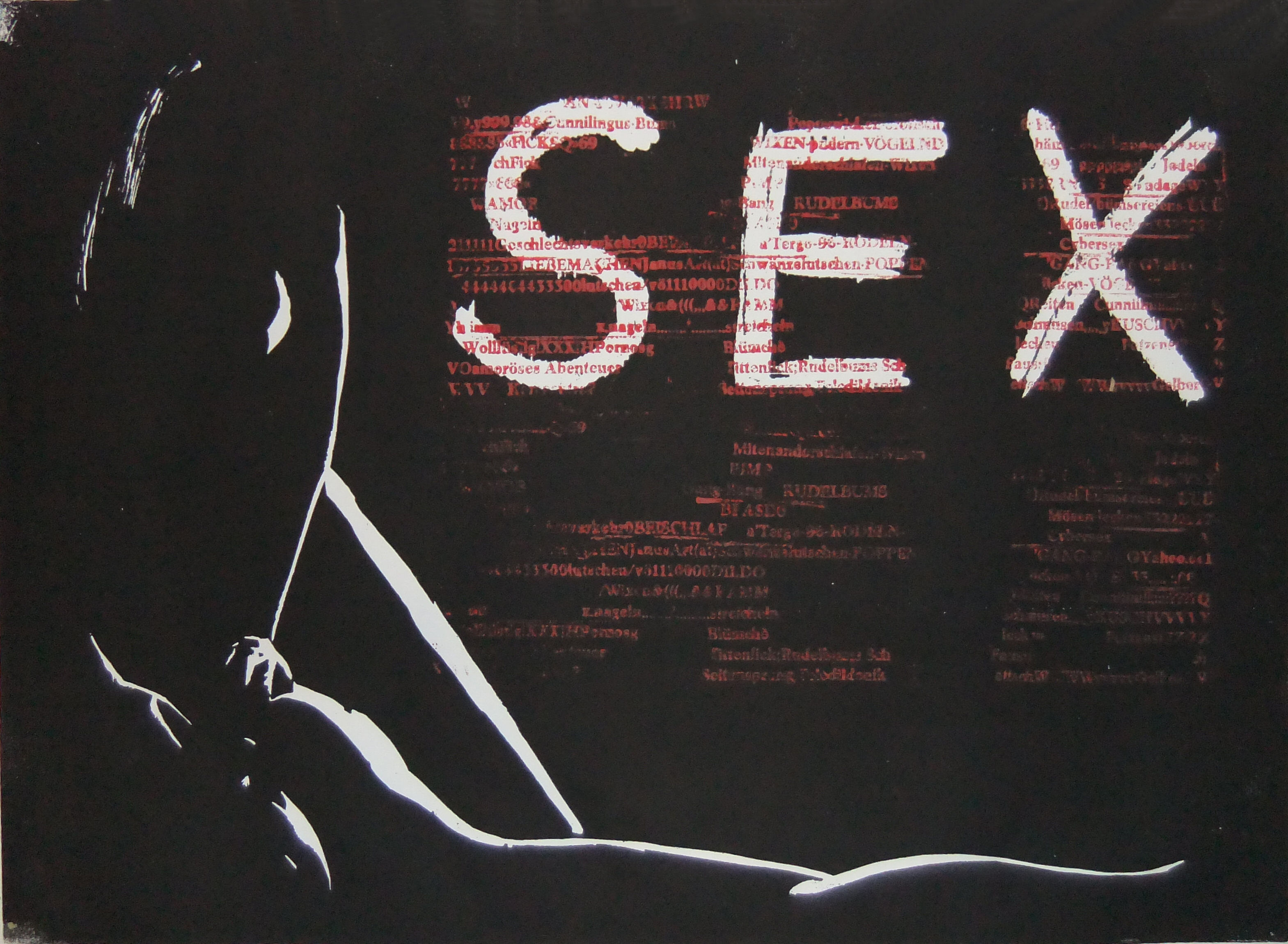 Sex - Holzschnitt MIxed Media