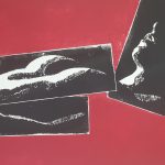 Puzzledruck schwarz-rot holzschnitt weiblicher Akt Joachim Graf
